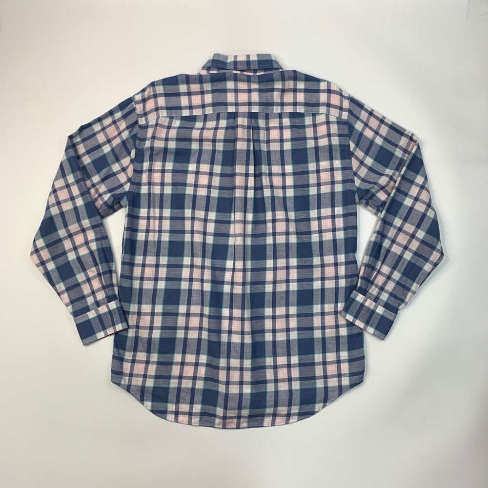 Vineyard Vines Shirt Mens Medium Blue White Classic Fit Murray Plaid Linen Blend - Picture 7 of 10